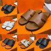 Designer slippers men slides sandal flip flops heritage calfskin leather summer beach flats lazy large fashion home mules casual slide