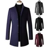 Men's Trench Coats Men Coat Early Winter Stand Collar With Warm Pockets Fall Single-breasted Solid For Mid