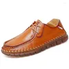 Casual Shoes Hand-Stitched Leather Men's Tendon Bottom Business Non-Slip Large Size 38-47