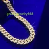 Gute Qualität Rapper Vvs Moissanit Iced Out 2 Reihen Diamant Miami Cuban Chain Vergoldete 925 Sterling Silber Halskette