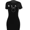 Designer Womens Dress Short Sleeve Soft Cotton Stretch Fashion Letter Print Slim Fit Wrap Hip Sexy Skinny Slim Mini Dress Dress For Ladies