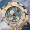 Berömda armbandsur spännande AP -armbandsur Royal Oak Offshore Series 26470or Grey Dial 18k Rose Gold Mens Watch Automatic Machinery