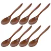 Spoons 8pcs Dessert Spoon Soup Wooden Honey Kitchen Stirring Wood Stirrer