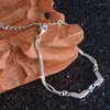 Braccialetti con ciondoli Elegante braccialetto da sposa alla moda in argento sterling 925 con catena grossa e doppio cuore per le donne, ragazza, regalo per la sposa