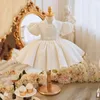 Sweet White High Collar Flower Girl Dresses Girl's Birthday Dresses Girls Party Kirt Girl vardagliga klänningar Kids 'Party Wear SZ 2-12 D321089