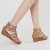 Kleid Schuhe Sandalen Sommer Weibliche Reißverschluss Mischfarben Plattform Keile 5 cm Ferse Römischen Fisch Mund Keil Damen Schuhe