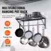 BENTISM Rack Wall Mounted, 24 Inch Hanging Rack, Pot and Pan Hanger with 12 S Hooks, 55 Lbs Loading Weight, Ideal for Pans, Utensils, Cookware in Kitchen