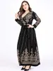 Plus size vestidos 2024 outono inverno envoltório vestido mulher manga longa impressão retro maxi dubai abaya muçulmano roupas islâmicas