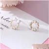 Ohrstecker 2024 Koreanische elegante Mode Runde Kristall Kranz Bogen für Frauen Nachahmung Perlen Schmuck Ohrringe Geschenk Drop Lieferung Otfas