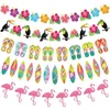 Feestdecoratie Zomer Hawaii ALOHA Gelukkige Verjaardag Banner Flamingo Hawaiiaanse tropische decoraties Vakantie Luau-benodigdheden