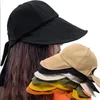 Ball Caps Wide Brim Summer Sun Hat Portable Foldable Beach Hats For Women Anti-UV Bow Floppy Visors Adjustable