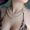 Femme tendance Hip Hop glacé S Sier 9K 10K 14K or jaune blanc D VVS Moissanite diamant chaîne cubaine collier