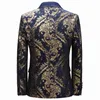 Ternos masculinos jacquard floral blazer com xale lapela uma peça de casamento masculino terno jaqueta feita sob encomenda azul marinho masculino moda casaco 2024