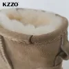 Сандалии Kzzo Классические женские теплые снежные ботинки настоящая корова замшевая кожа Австралия натуральная шерстяная зимняя обувь нельзя резиновая подошва