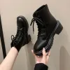 Botas zapatos cortos para mujer estilo punk laceup impermeable botines con cordones de calzado Combat de botines para mujeres Biker Y2K New Rock Pu