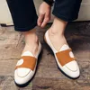 Casual Shoes Style British Color Contrast Round Head Pedal Men's Bean Designer Mens Classic Dress for Men Office