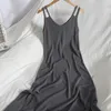 Casual Dresses 2024 Summer High Waist Spaghetti Strap Dress Women V-neck Backless Club Party Lady Beach Pure Color