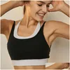 Bikinis Set Mermaid Curve Black White Patchwork Cross Straps Gym Sports Bh Women Y Yoga Fitness Top vadderad Push Up Crop Drop Delivery Otqwh