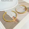 Charm Armband 2022 Nytt guldpläterat rostfritt stål Twisted Open Rope Dome Croissant Justerbar Bangle S för Women Girls Gift Q240321