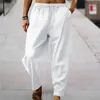 Men's Pants Striped Texture Wide Leg Sweatpants With Elastic Waist Deep Crotch Soft Breathable Sports For Comfort