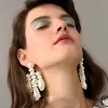Marque célèbre de fleur de perle irrégulière naturelle exagérée Big Boucles d'oreilles pour les femmes de la piste de créateurs de bijoux de luxe de qualité supérieure