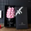 Dekorative Blumen Valentinstag Geschenk Rosen Künstliche Vergissmeinnicht Seifenstrauß Box