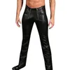 Men's Pants Fashion Latex Stretchy Leather Slim Fit PU Tight Large Size Casual Black Streetwear Trousers