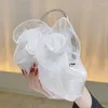 Evening Bags White Fairy Ladies Clutches Fine Lace Flower Handbags With Metal Handle For Women Wedding Party Bridal Shoulder Bag