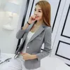 Kvinnors kostymer kvinnor blazer formella smala blazers lady kontorsarbete kostym fickor jackor kappa korea notched krage avslappnad kort outkläder jacka