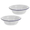 Dinnerware Sets 4 Pcs Baking Pans Enamel Bowl Home Enamelware Basin Creative Container Simple Soup White