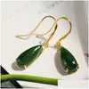 Outros acessórios de moda natural um jade jasper brincos mulheres estilo nacional elegante entrega longa otspv