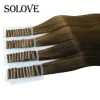 Förlängningar rak PU -tejp i mänskliga hårförlängningar naturlig hud inslag lim osynlig tejp hår brasilan jungfru hårförlängning 12 "26"