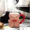 Vinglas Ceramic Gingerbread Man Mug Christmas Coffee Milk Cup Drinkware Xmas Year Party Favor Drop Delivery Home Garden Otrwa