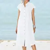 Casual Dresses Summer Women's Cotton Linen Long Dress Oversizes Spring Elegant Lady Plus Size Solid Loose With Pockets