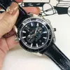 Cronógrafo SUPERCLONE Relojes Relojes de pulsera Diseñador de moda de lujo Cinco agujas Cinturón negro Movimiento japonés Hw026 Hombres montredelu