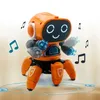 Muziek LED 6 Klauwen Octopus Robot Verjaardag Kinderen Dans Robots Cadeau Speelgoed voor Kinderen Vroeg Onderwijs Baby Speelgoed Jongens Meisjes 240321