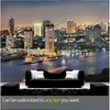 Sfondi Carta da parati personalizzata Po Bangkok City Urban Night Scene Murale per soggiorno Camera da letto TV Parete in PVC