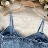 Débardeur à bretelles Spaghetti pour femmes, haut court, haut de Denim, Sexy, dos nu, jean, Camis français Chic, Slim Fit, robe féminine, goutte