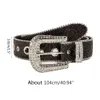 Women Rhinestone Belts Gothic Adjustable Metal Buckle Waist Belt Western Cowboy Y2K Girls Fashion Leather Belt Accessories 240311