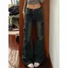 Frauen Jeans Cargo Frau Koreanische Mode Tasche Flare Hosen Frühling Sommer 2024 Vintage Streetwear Wischen Denim Pantalones Y2k