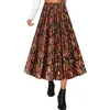 Юбки Шифоновая юбка женская средней длины танцевальная вечеринка трапециевидной формы с высокой талией и цветочным праздничным костюмом плиссированная кожа