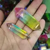 Dekoratif figürinler doğal kristal kuvars numune çift dikilitaş değnek noktası renk elektrolizasyon aura titanyum ceket