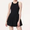 Lu Designer-Kleid für Damen, Sommer, Yoga, Sommer, neu, blendfrei, ausgehöhlt, schöner Rücken, schnell trocknend, Badminton, Fitness, Tanzrock