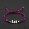 Bracelets de charme Couples Bracelet en acier inoxydable famille papa maman fille chanceux corde rouge corde pour femmes hommes enfant cadeau