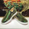 Casual Shoes -selling Leather Green Snake Full Of Nails One Pedal Male And Female Star Net Red Low Top