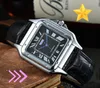 Men's Top Luxury Quality Fashion Watch Square Roman Tank Waterproof Clock 40mm Quartz Movement Botton Twire Drawing Technology Leather Strap Wristwatch Gifts