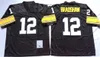 Football Vintage 88 Lynn Swann Jerseys 95 Greg Lloyd 68 L C Greenwood 12 Terry Bradshaw 59 Jack Ham 1975 1982 Uniforme rétro 75e anniversaire Jack Lambert Noir Blanc