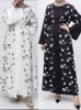 Ethnische Kleidung Eid Muslim Abayas Frauen Party Abaya Print Flare Sleeve Cardigan Marokko Kaftan Ramadan Lace-up Islam Dubai Arab Long Robe