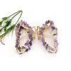 Hårklipp 5st Natural Stone Claw Clamp Butterfly Grab Chip Crystal Hairclip Amethyst Rose Quartz Hairpin Clip Acc