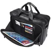 Bag Nesitu STORA STORA Black Coffee äkta läder Men Messenger Bags Business Travel 15.6 '' Laptop Portfölj Portfölj M7320